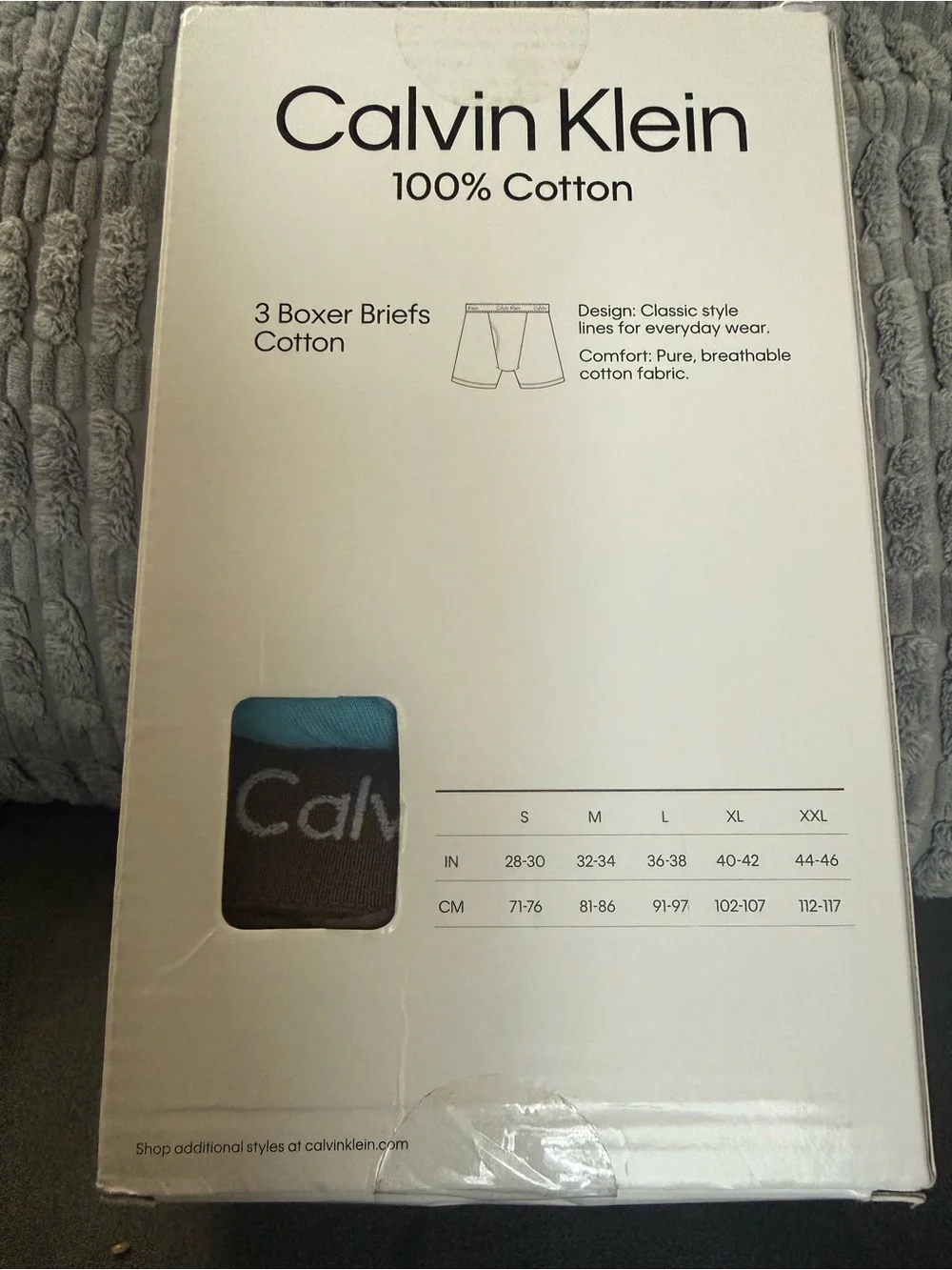 Calvin Klein 3-Pack Cotton Boxer Briefs — Red, Light Blue, Black